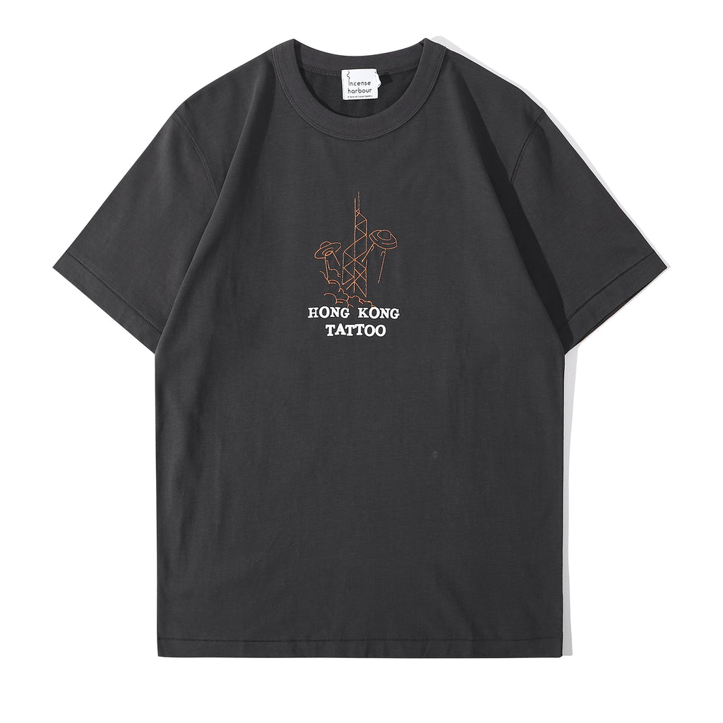 ih regular fit cotton tattoo inspired ufo t shirt in grey