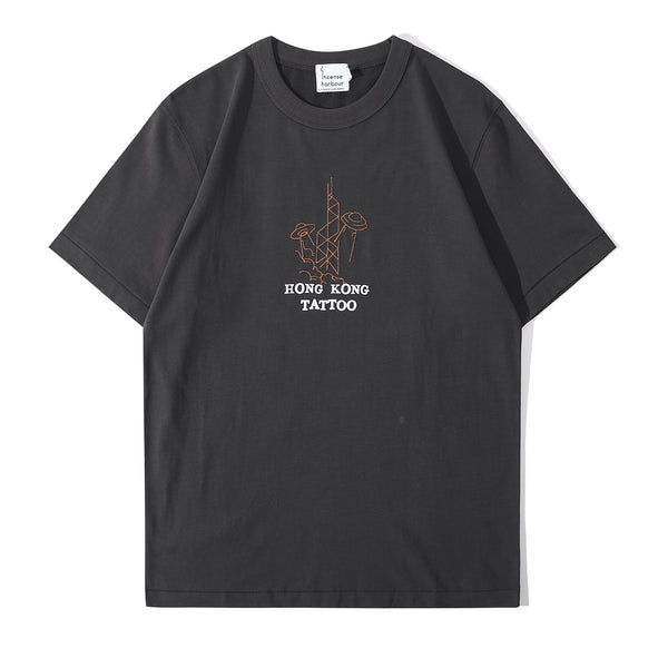 ih regular fit cotton tattoo inspired ufo t shirt in grey