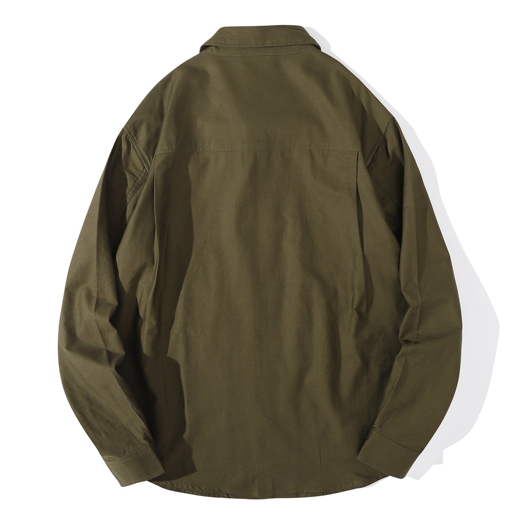 ih hunter green cotton sateen shirt full back view