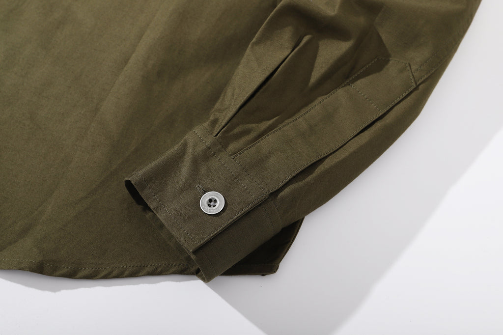 ih hunter green cotton sateen shirt refined button through cuffs