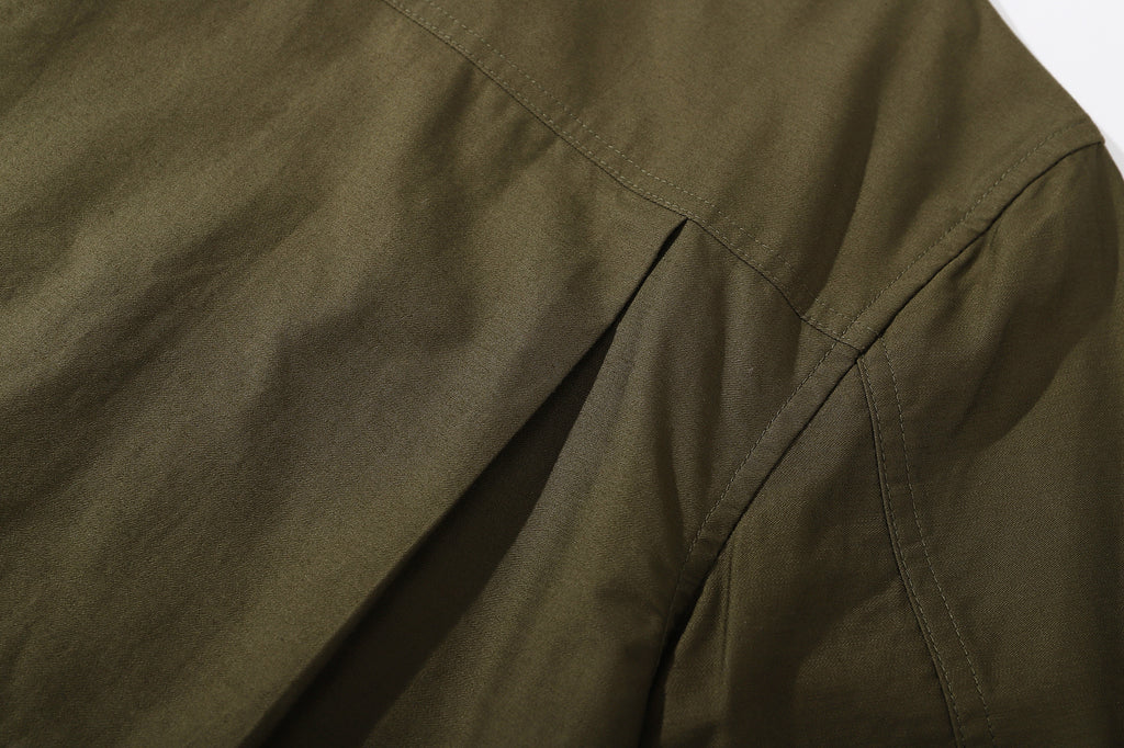ih hunter green cotton sateen shirt whit pleat