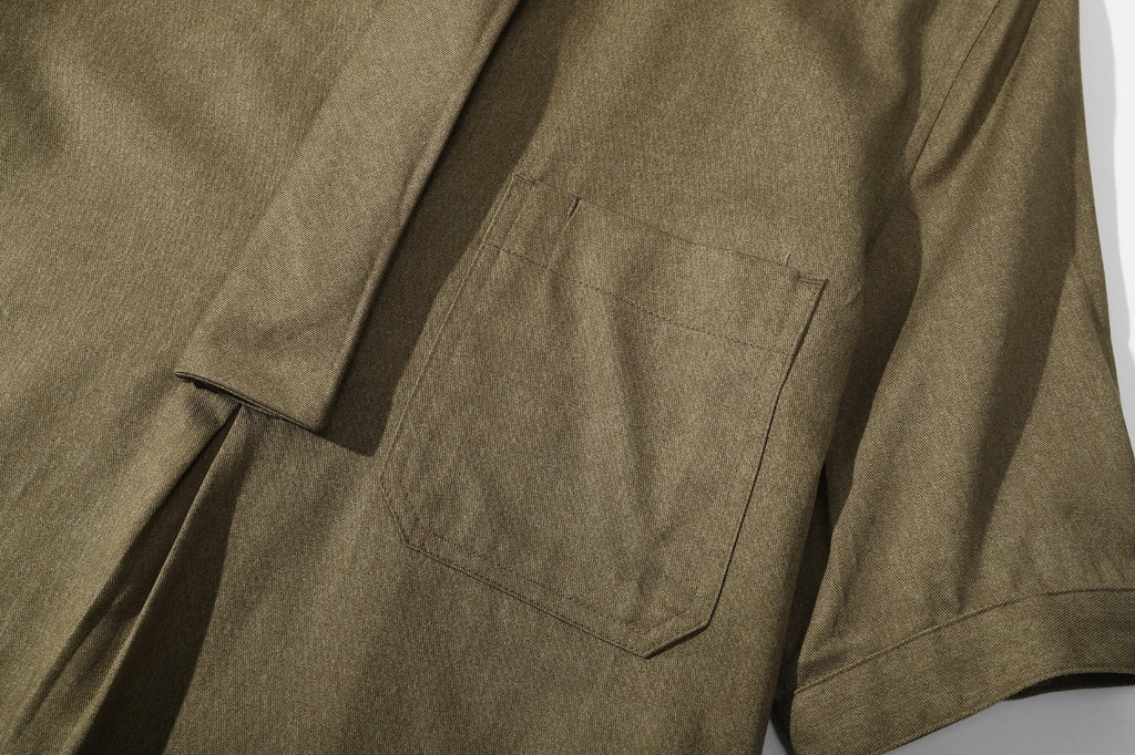 ih hunter green cotton shirt dress neat left front chest patch pocket