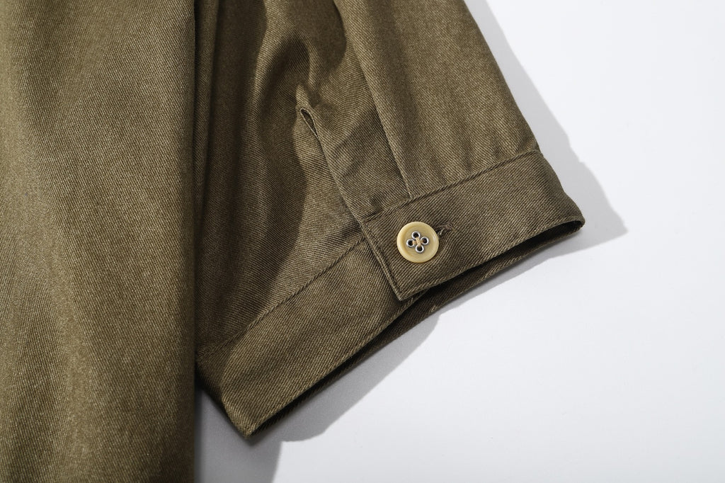 ih hunter green cotton shirt dress relaxed short sleeve cuff