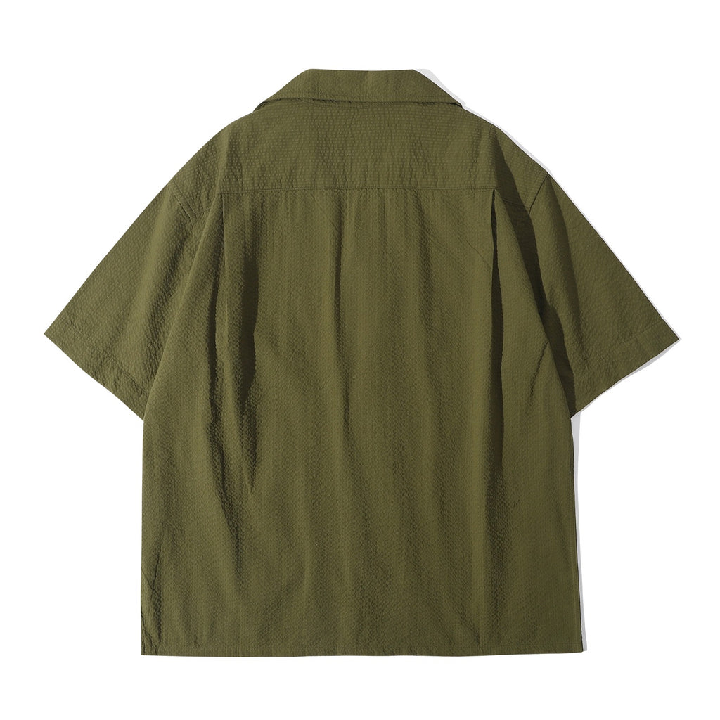 ih hunter green cotton seersucker summer shirt full back view