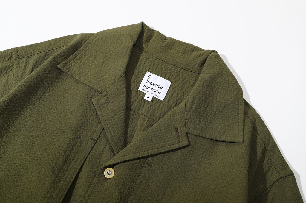 ih hunter green seersucker shirt neat neckline