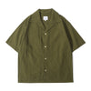 Front view of a Hong Kong made ih seersucker summer shirt in hunter green