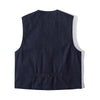 ih japanese denim jerkin vest full back view