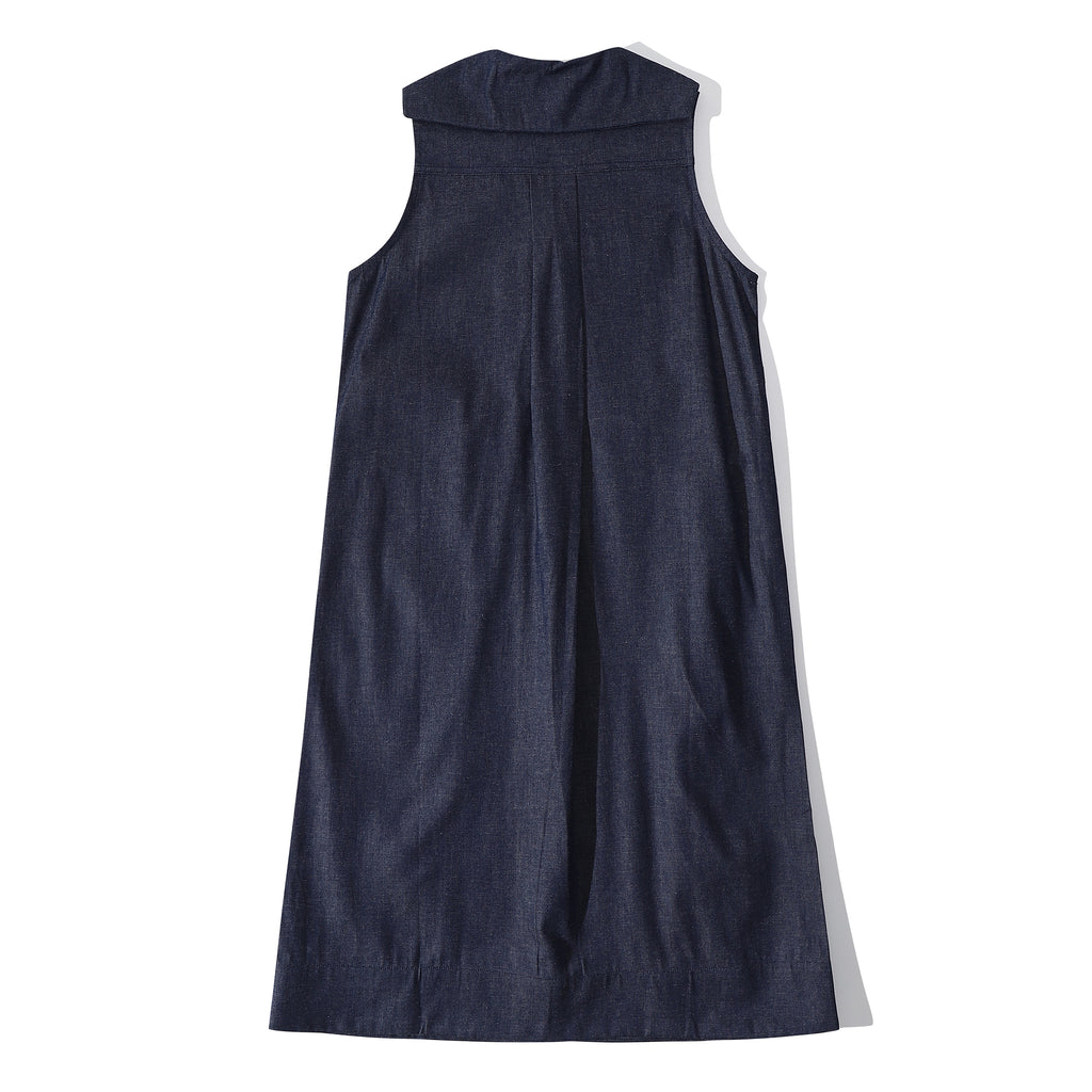 ih japanese denim sailor collar dress full back view