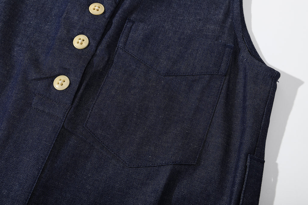 ih japanese denim dress classic front chest patch pocket