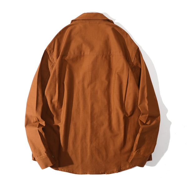 mud yellow cotton sateen relaxed cut shirt back view