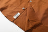 close up of classic curved hem design on relaxed cut cotton shirt