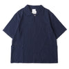 Front view of a Hong Kong made ih relaxed fit and boxy cut sailor over shirt in navy blue