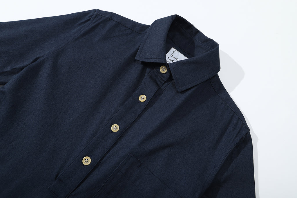 ih navy cotton shirt dress classic shirt collar and front corozo button