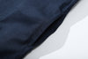 ih navy cotton shirt dress detailed view of the convenient hidden side pockets
