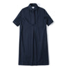ih navy cotton shirt dress styled with the separated tie