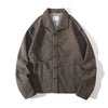Front view of a Hong Kong made nepped stone brown swallow collar jacket front view