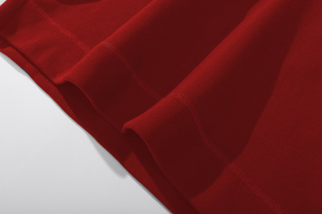 ih red turtleneck jumper neat bottom hem stitching