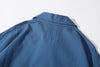 ih steel blue seersucker polo shirt close up of the back collar