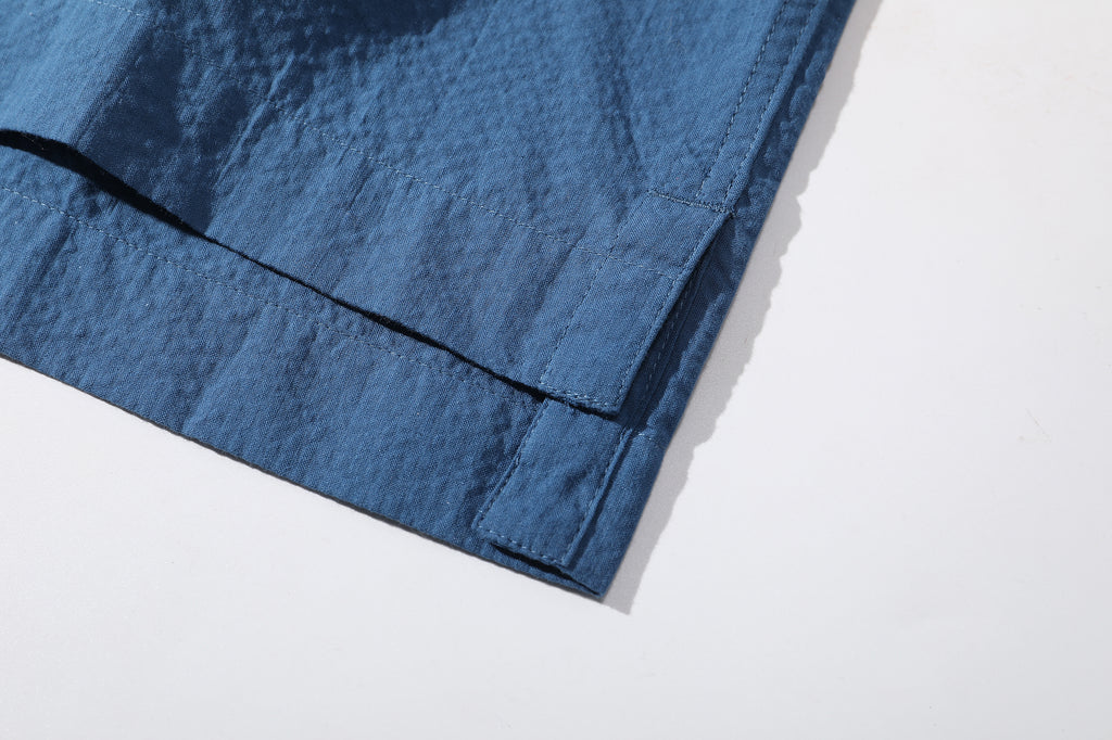 ih steel blue seersucker polo shirt unique high low hem line