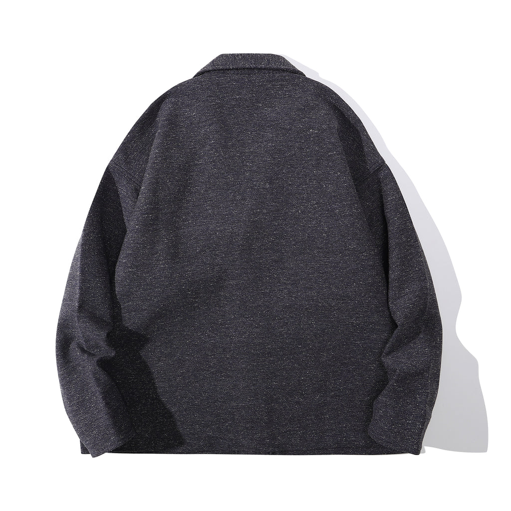 ih stone blue relaxed fit crop work jacket full back view