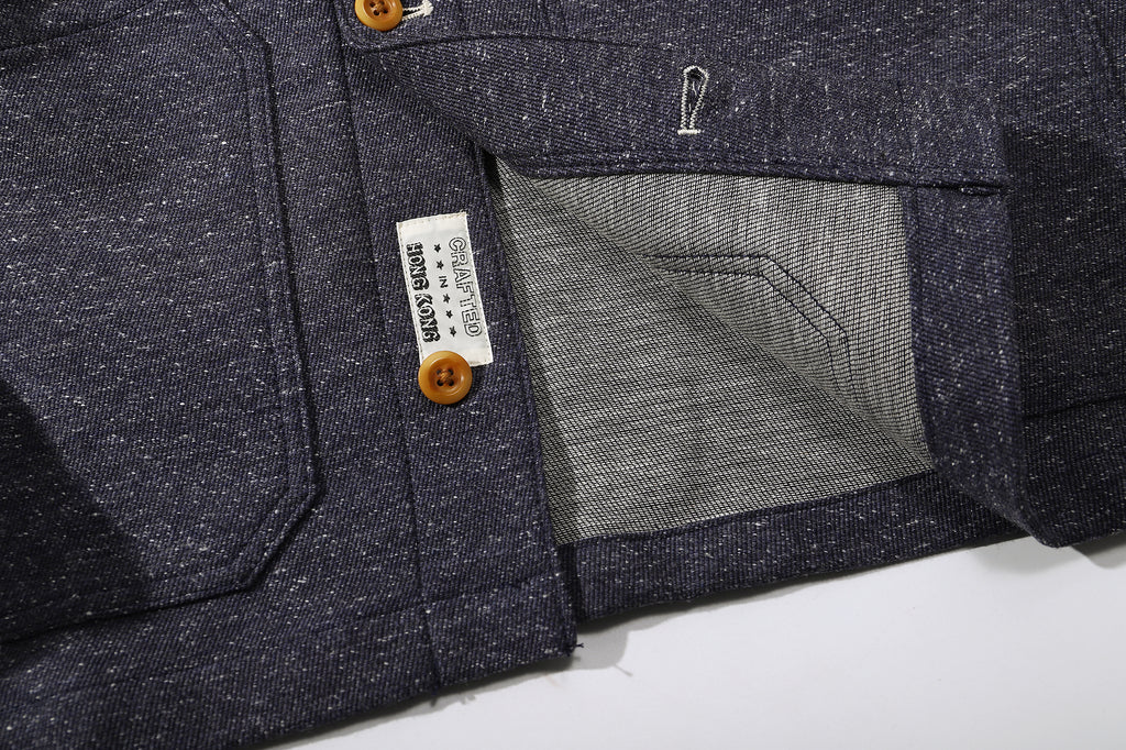 ih stone blue crop work jacket corozo button