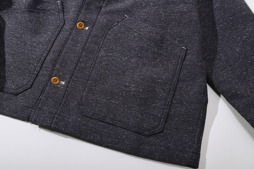 ih stone blue crop work jacket handy front patch pockets detail