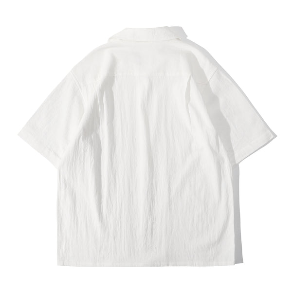 ih textured white cotton summer shirt full back view