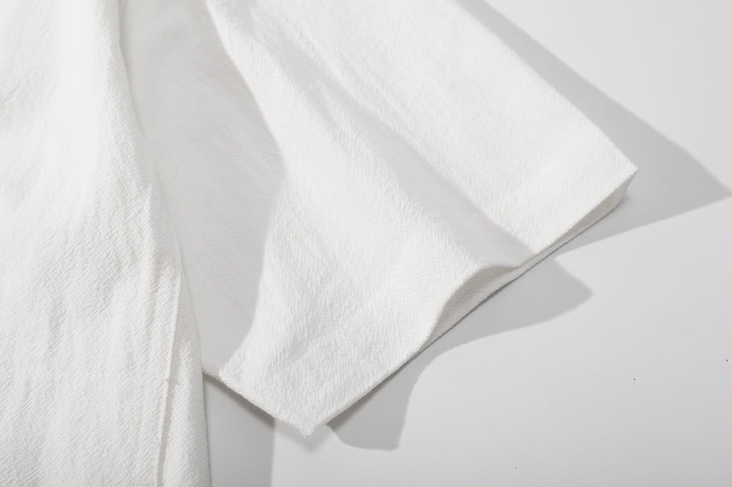 ih textured white cotton shirt relaxed short sleeve