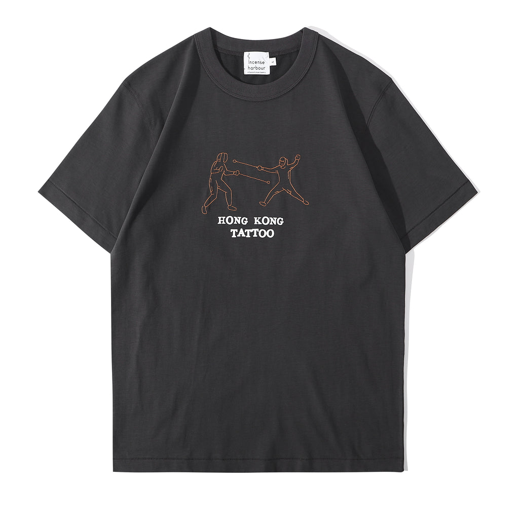ih regular fit suede finished cotton tattoo inspired fencing in white front view