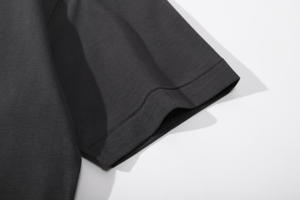short sleeve cuffs with clean double needle stitching