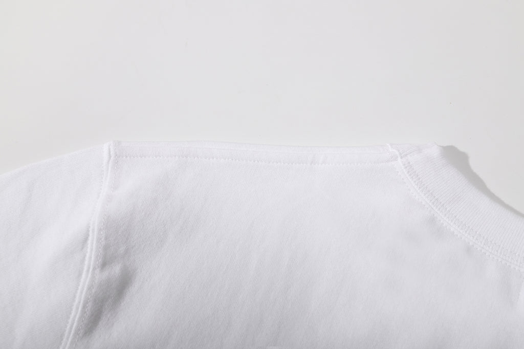 close up of the back shoulder panel construction and neat seam stitching