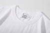 ih white cotton t shirt detailed close up of the durable ribbed collar and inner neck tape