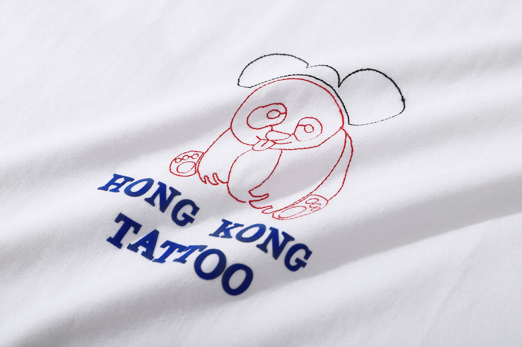 the tattoo inspired panda embroidery and heat transferred wording