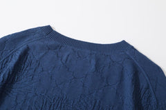 Crew neck summer knit top - blue chrysanthemum - GLUE Associates