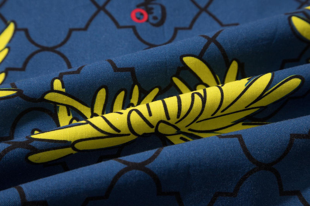 Floral pattern shirt - chrysanthemum navy - GLUE Associates