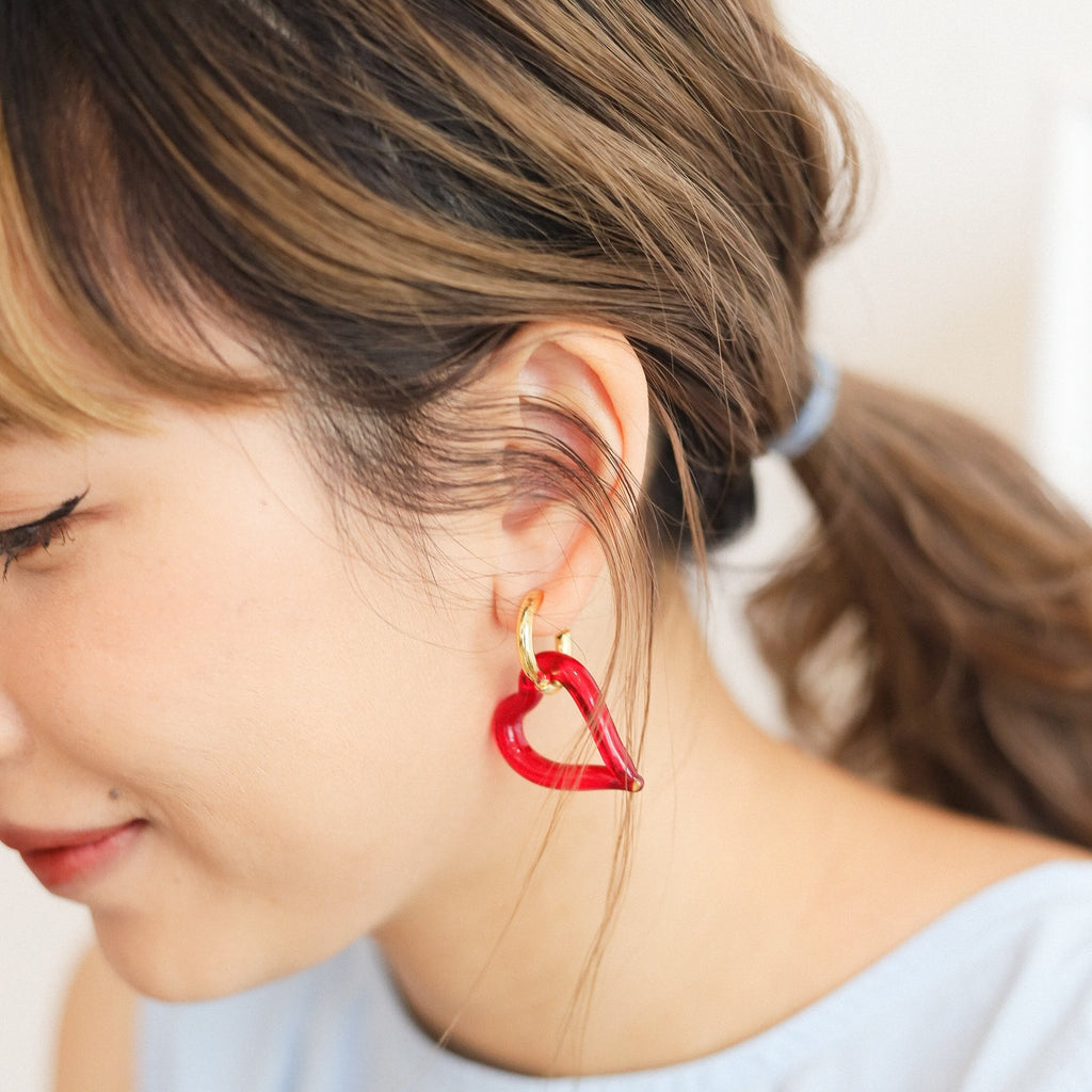 Sandralexandra Handmade heart earrings - Red - GLUE Associates