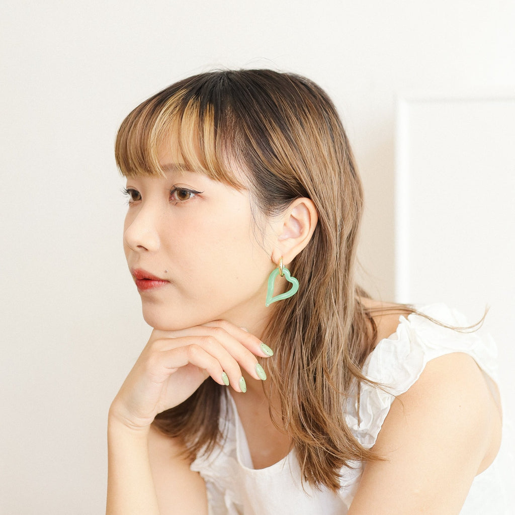 Sandralexandra Handmade Heart earrings - Green - GLUE Associates