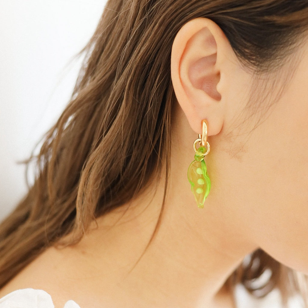 Sandralexandra Handmade Beans earrings - transparent green - GLUE Associates