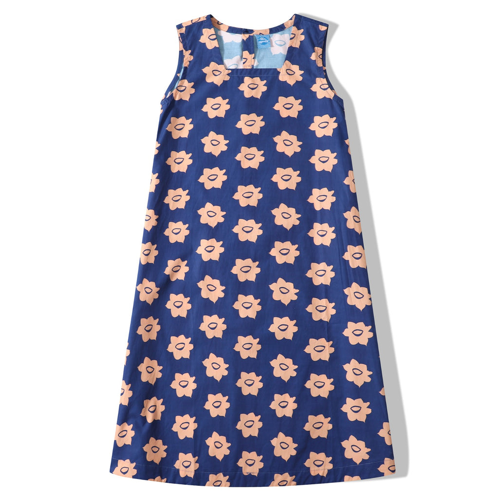 Floral Pattern Sleeveless Dress Little Daffodils Navy– GLUE