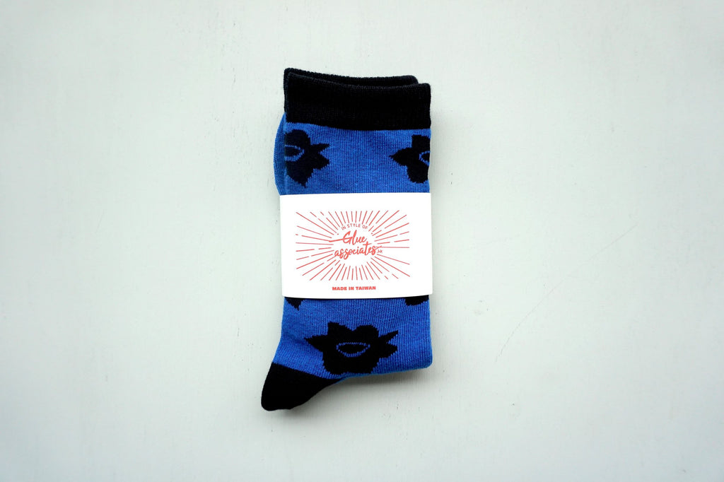 Floral socks - little daffodils blue - GLUE Associates