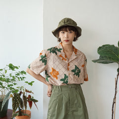 Floral pattern shirt - pastel peach lily - GLUE Associates
