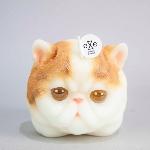 Persian Cat Candle- Orange/white
