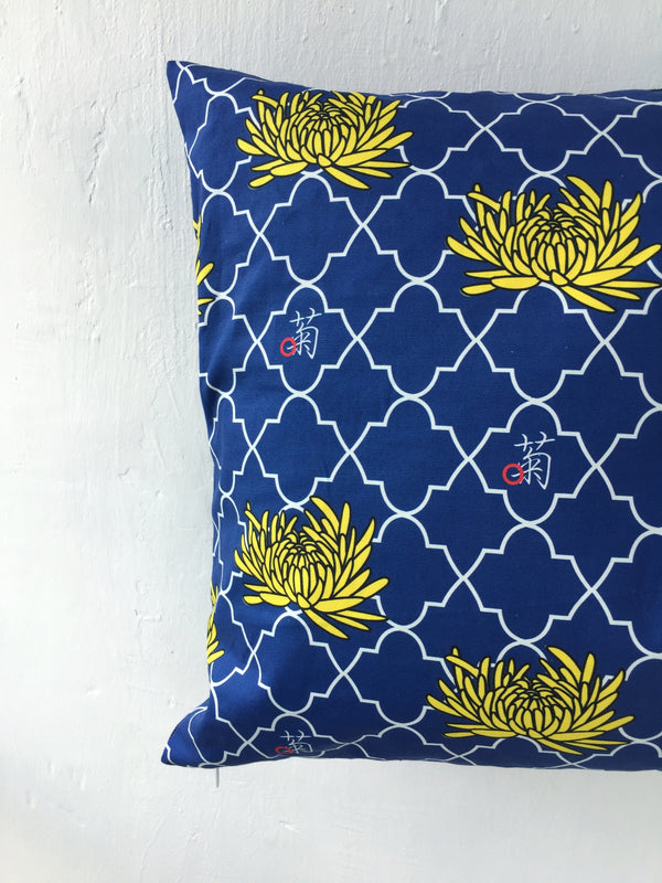 GLUE Chrysanthemum Denim Cushion Cover with Pocket - GLUE Associates