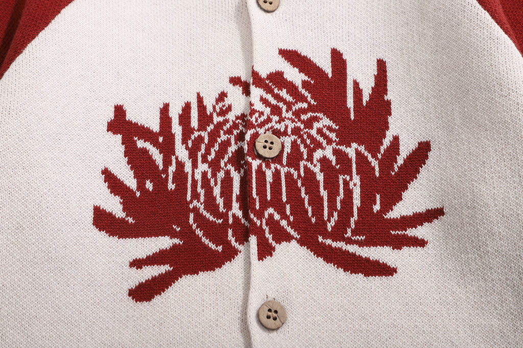 Baby cotton knit cardigan - cherry chrysanthemum - GLUE Associates