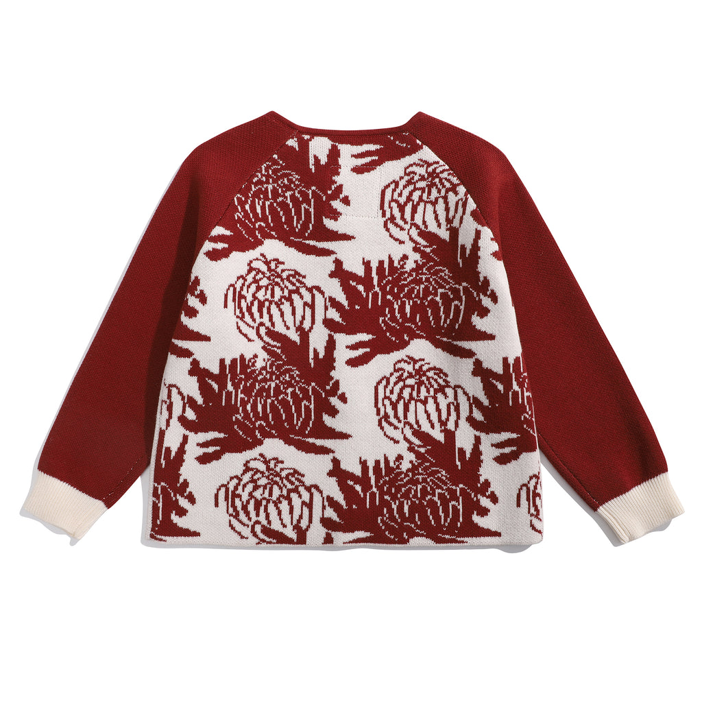 Baby cotton knit cardigan - cherry chrysanthemum - GLUE Associates