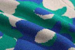 GOC Baby Cotton Knit Cardigan - Blue green daffodils