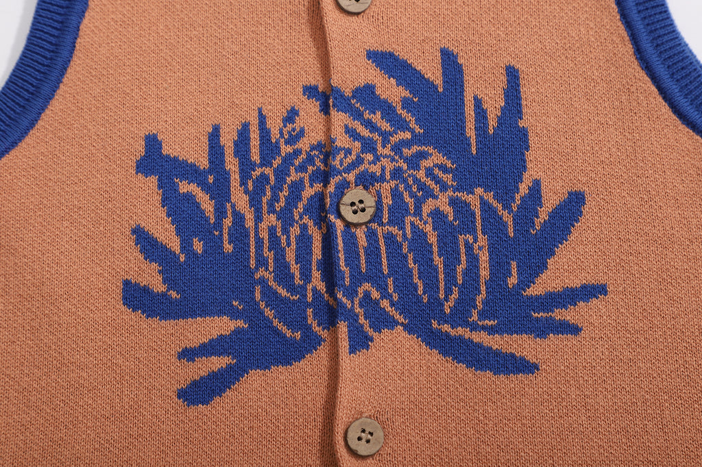Baby cotton knit vest - salmon chrysanthemum - GLUE Associates
