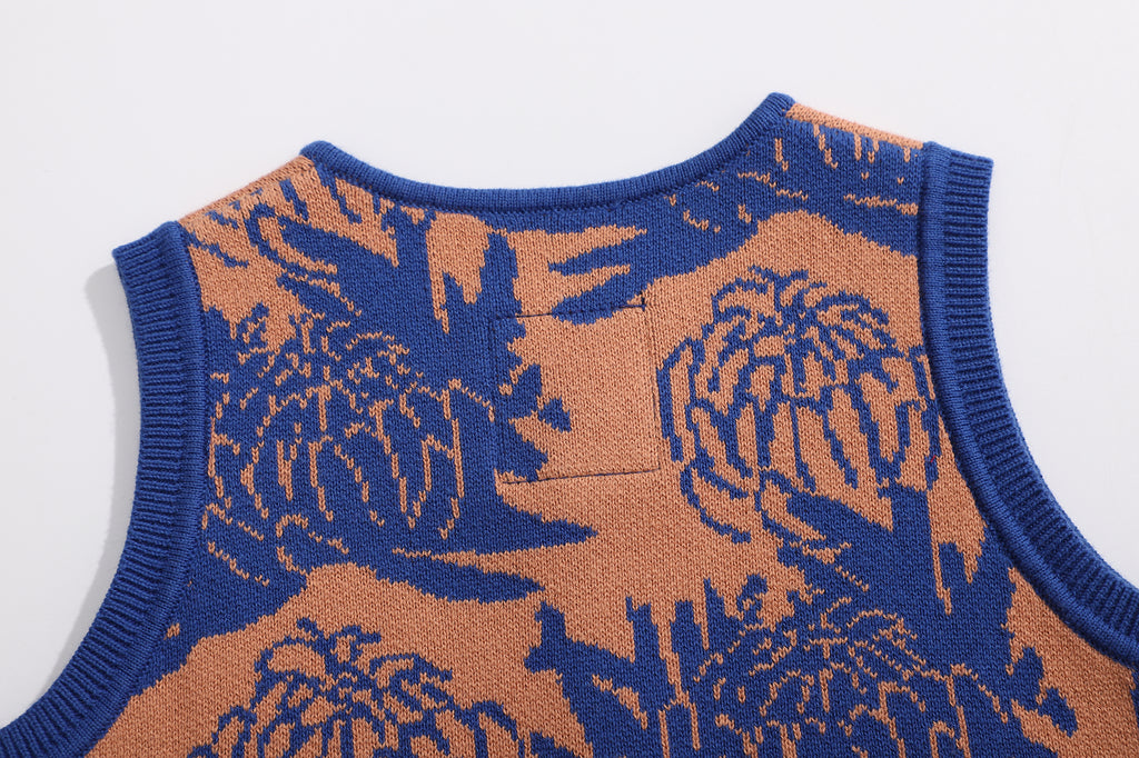 Baby cotton knit vest - salmon chrysanthemum - GLUE Associates