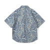 Incense Harbour Convertible Collar Half Sleeves Shirt - Fish pattern printed on broadcloth (Blue) - GLUE Associates