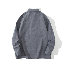 Incense harbour Raglan Chore Shirt- cotton yarn dyed oxford - Uniform Blue - GLUE Associates
